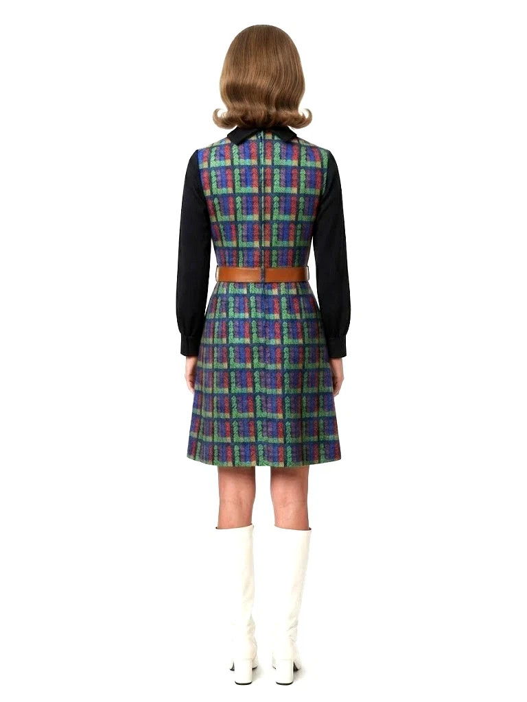 Vintage 70s Mod GoGo Geo Rainbow Print Pinafore Jumper Dress by It’s Better 16