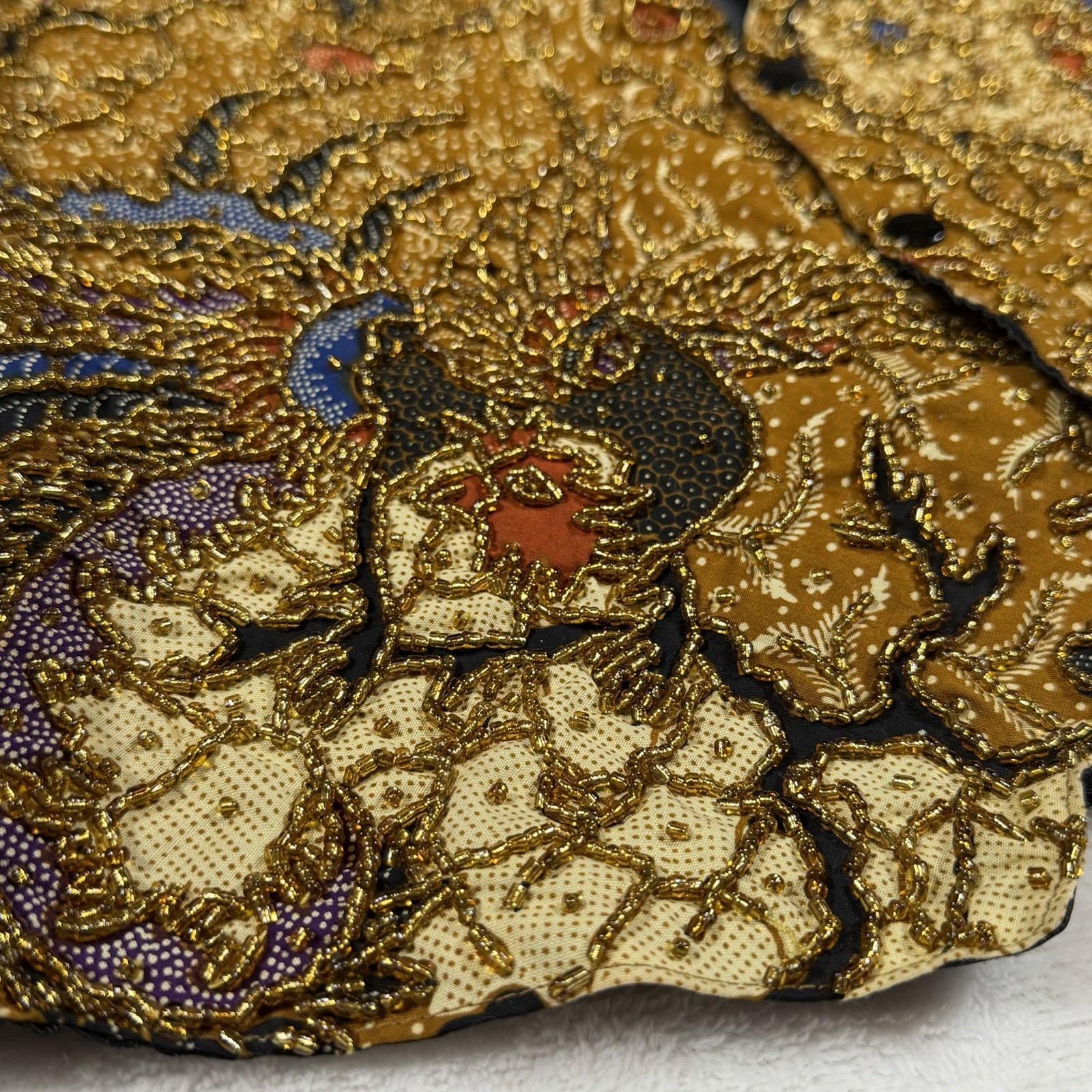 Kenar Vest Peacock Bird Gold Beaded Women’s Small Gypsy Art Deco Boho Vintage