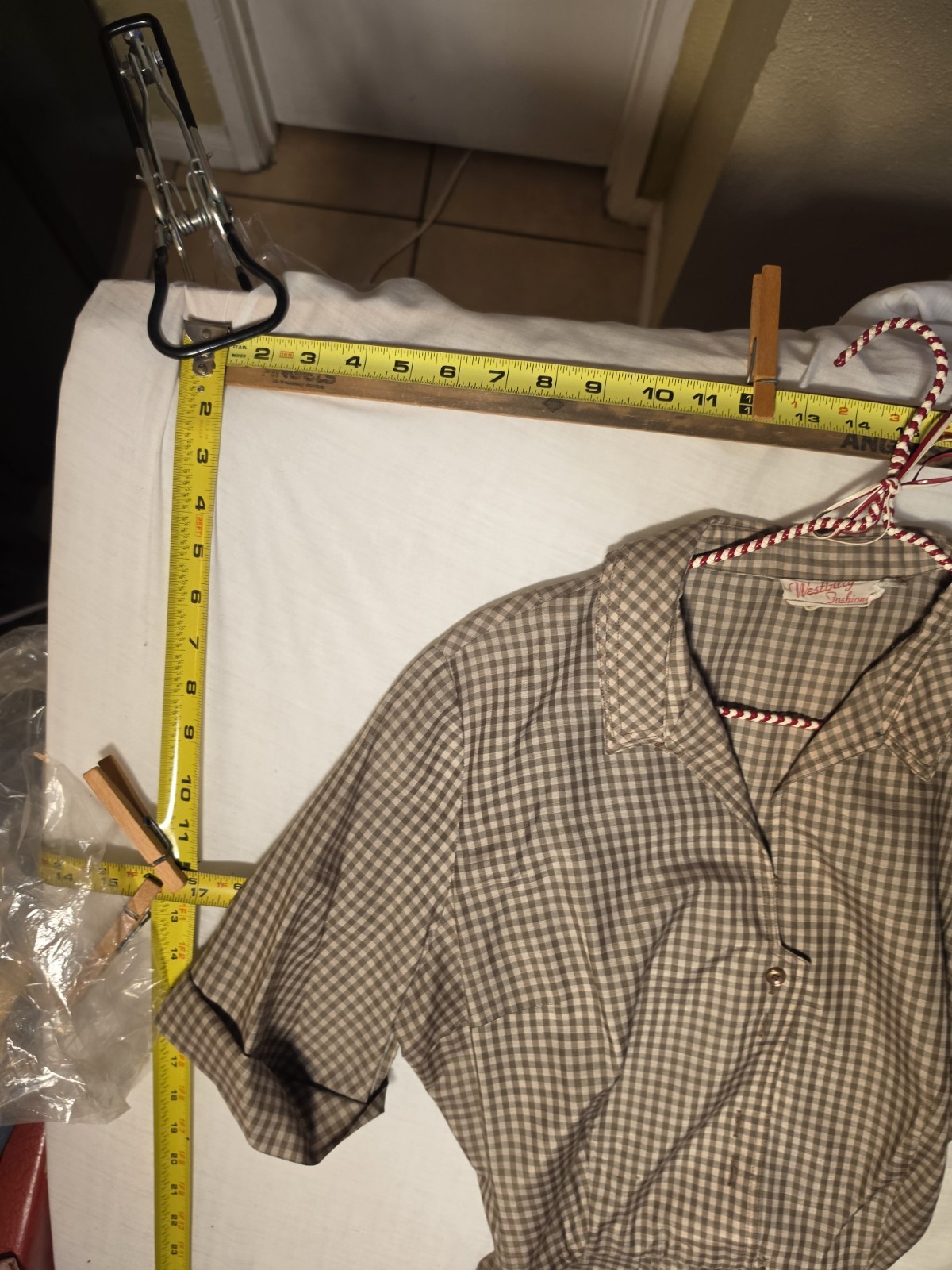 VINTAGE 1950’s – 60’s WESTBURY FULL SKIRT BROWN CHECKED DRESS MEDIUM/ Small