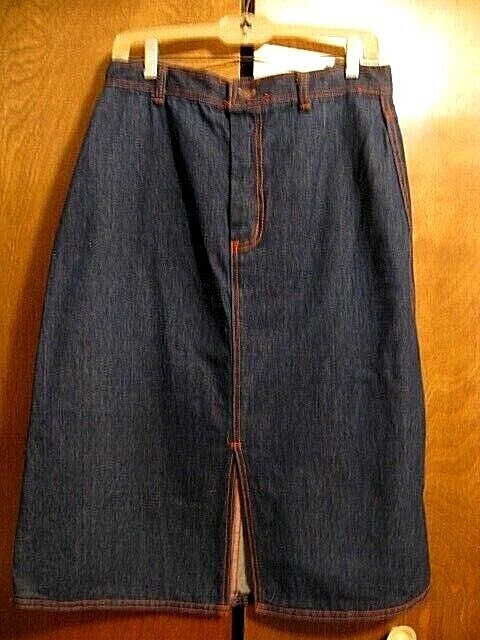 Vintage Womens Joni Blair of Ca Western Denim Pencil Skirt Dk Wash Sz 15 1990s