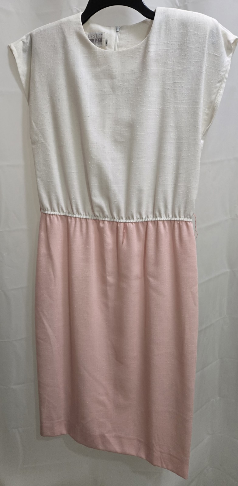 Womens Vintage White & Peach Sheath Dress By Leslie Fay Size 10