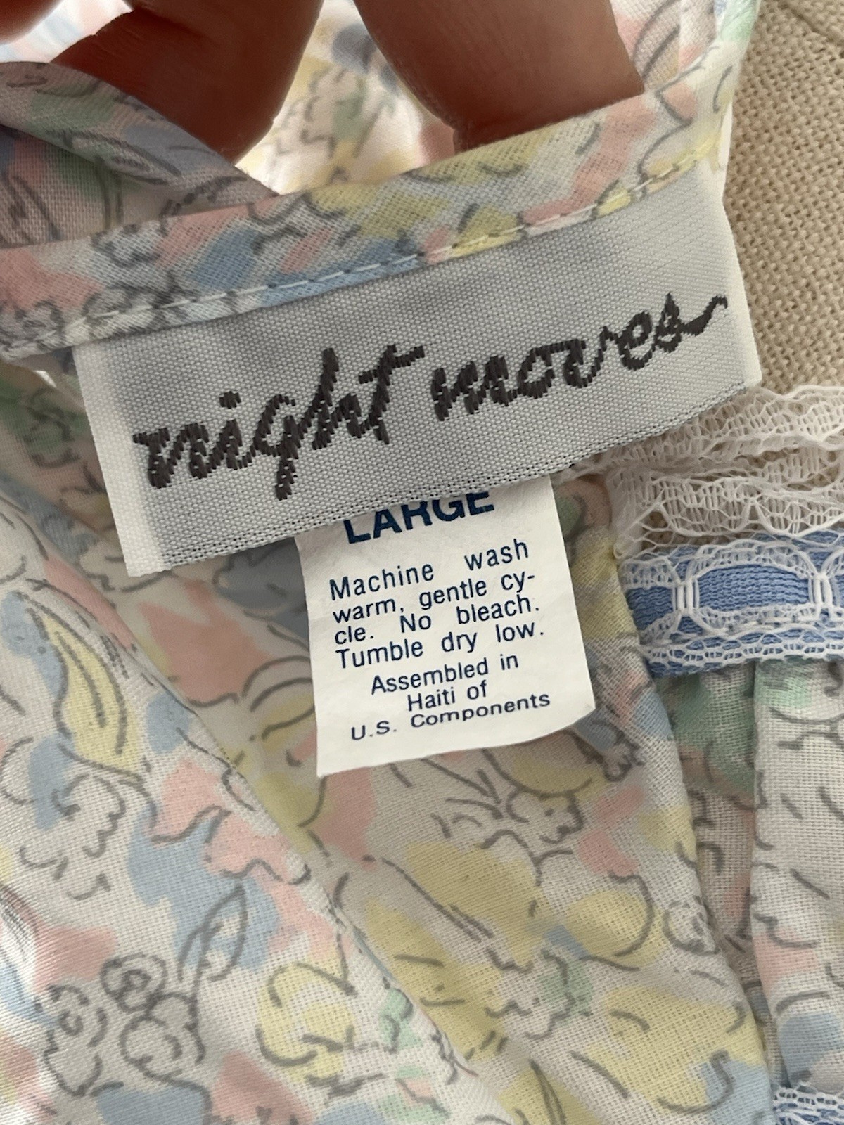 VTG 80s Night Moves Pastel Floral Nightgowns 2 Piece Set Cottagecore New