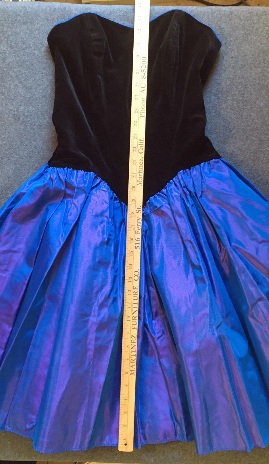 Vintage 1980s Laura Ashley Strapless Dress Prom Party Velvet Taffeta US 8 UK 10