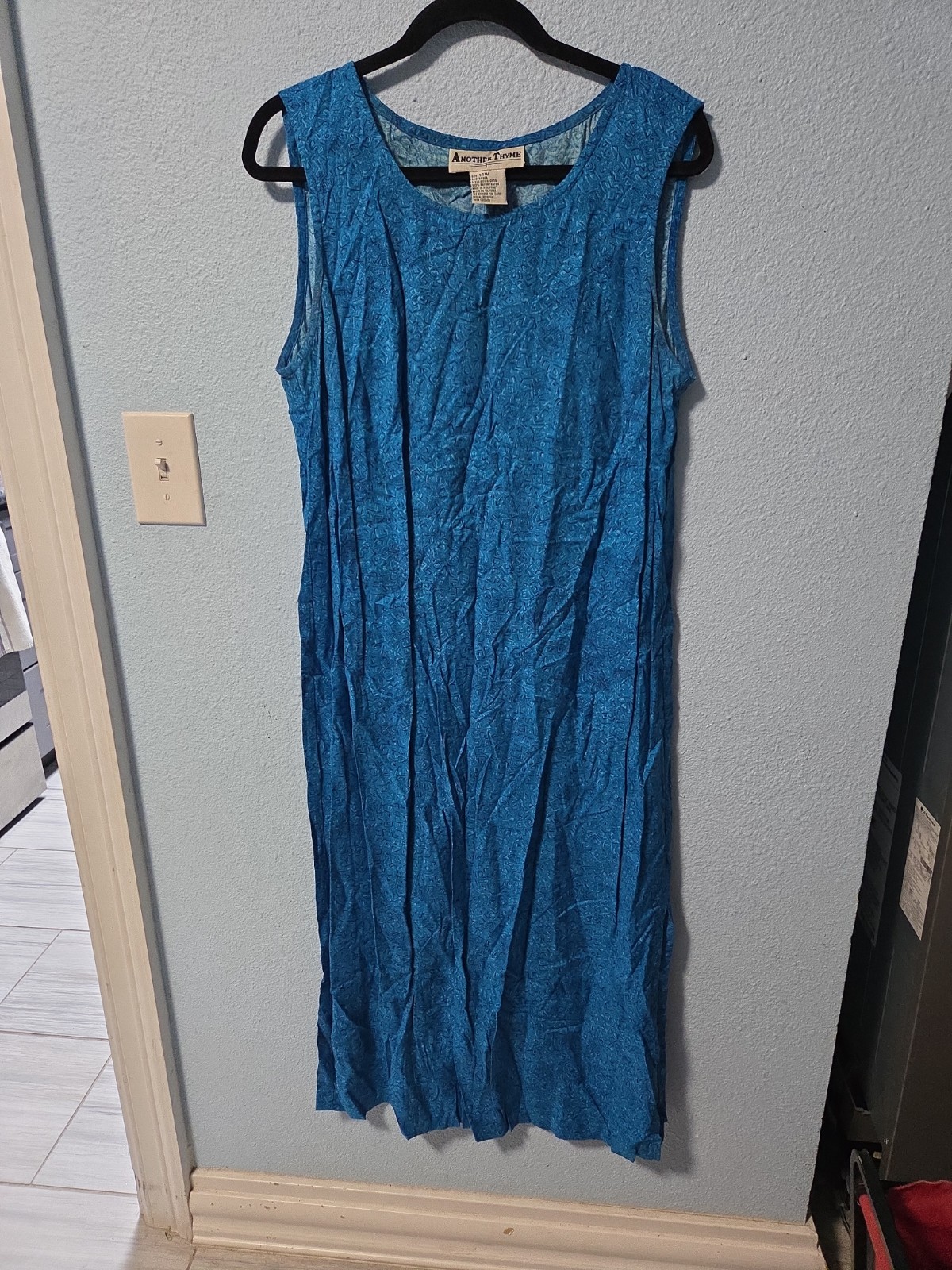 Vintage Another Thyme 2 Piece Blue Floral Dress Set Short Sleeve Jacket 14W