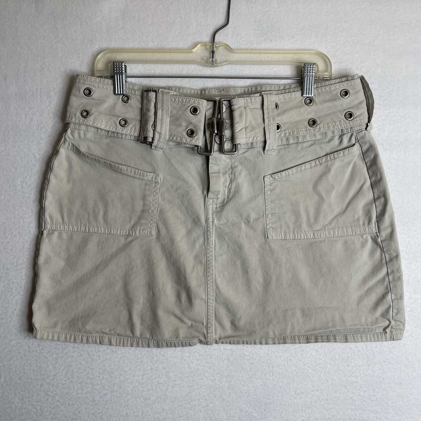 Y2K Vintage Mini Skirt Women’s Size 11 Tan Belted Fairy Grunge Whimsigoth 00s