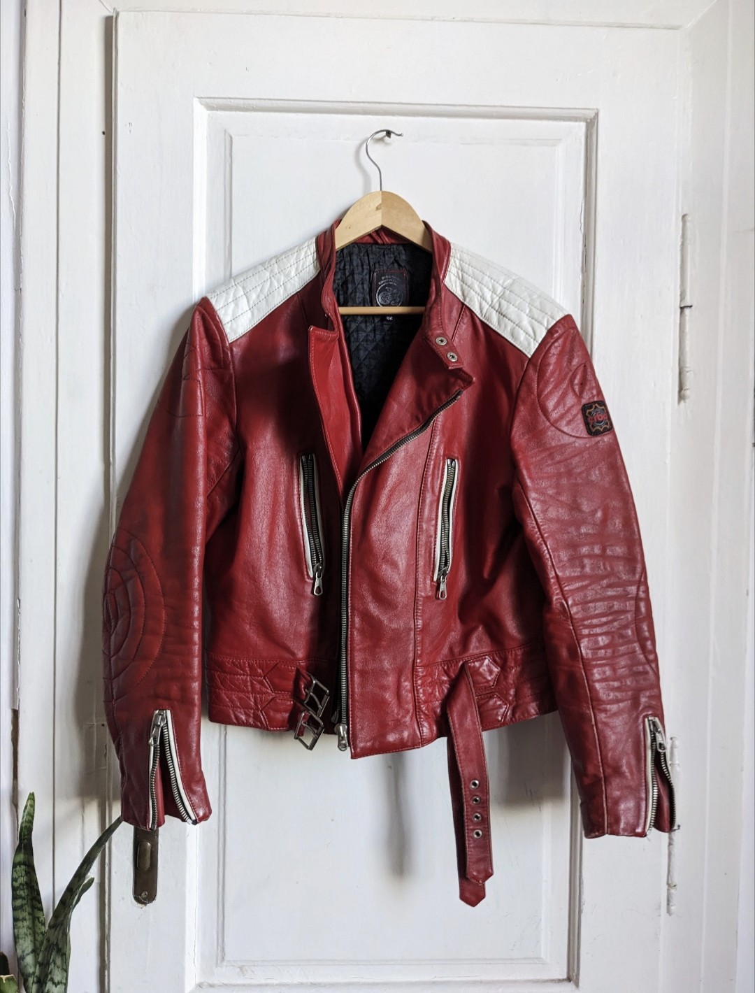 Vintage 70s Erbo Bike Leather Jacket Red