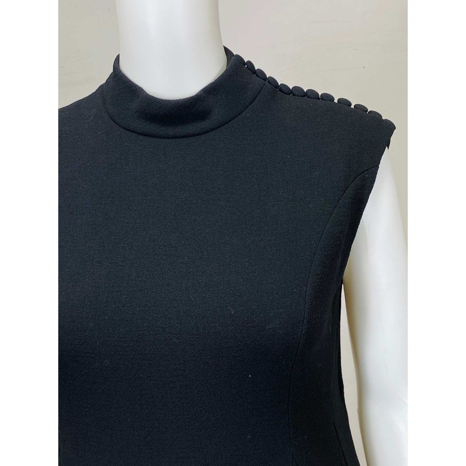 Vintage 1960s Norman Norell Dress Black A-Line Princess Seams Short Sleeve