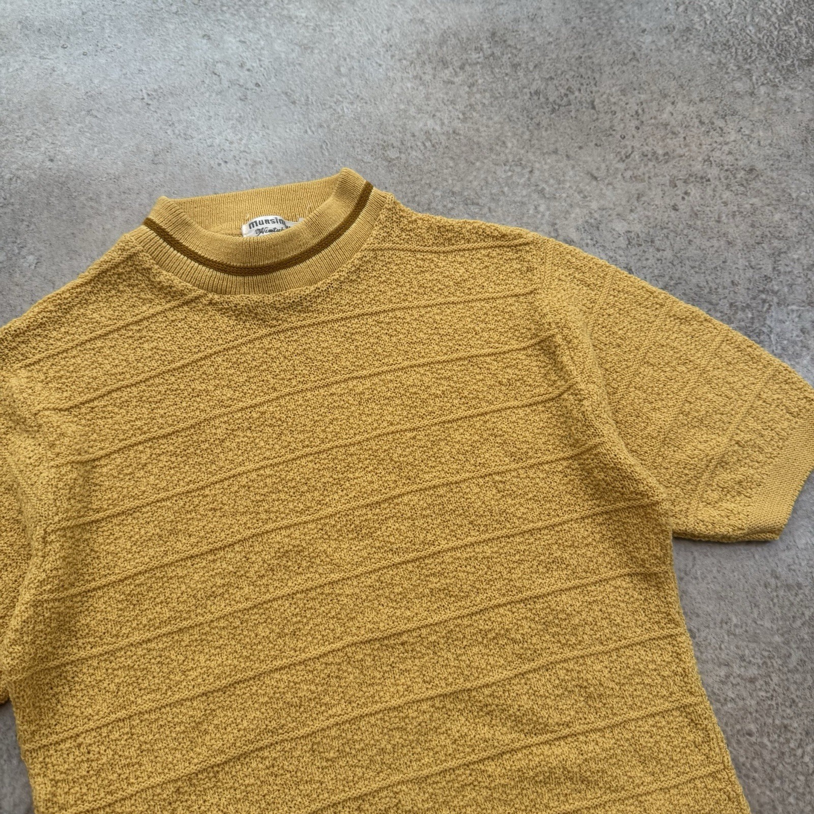 True Vintage 1960s Munsingwear Acrylic Short Sleeve Sweater Women’s Small Yellow