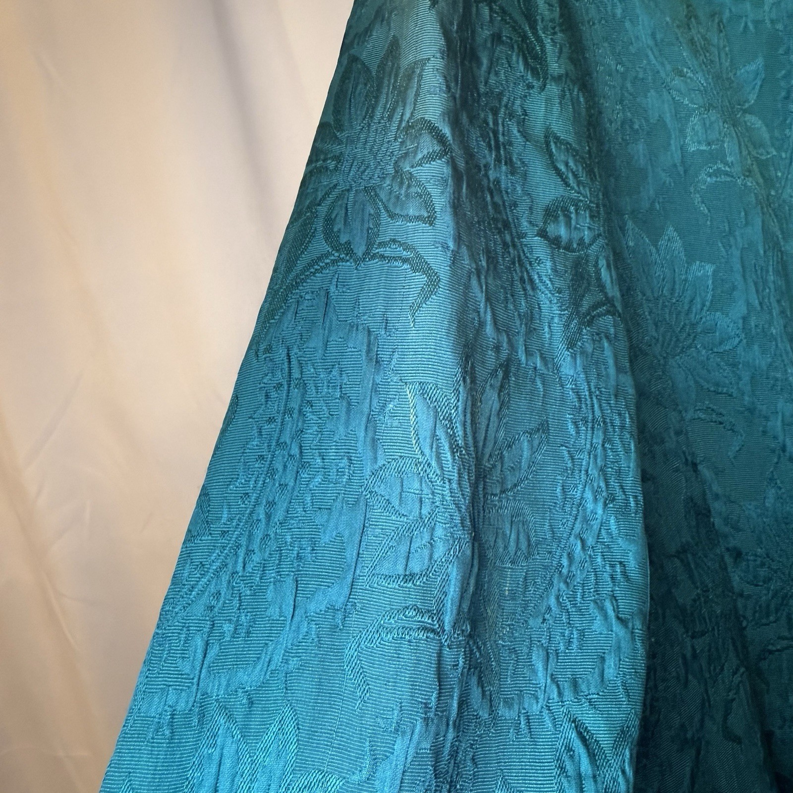 Vintage Mary McFadden for Saks Fifth Avenue Teal Silk Jacquard Dress – Size 16