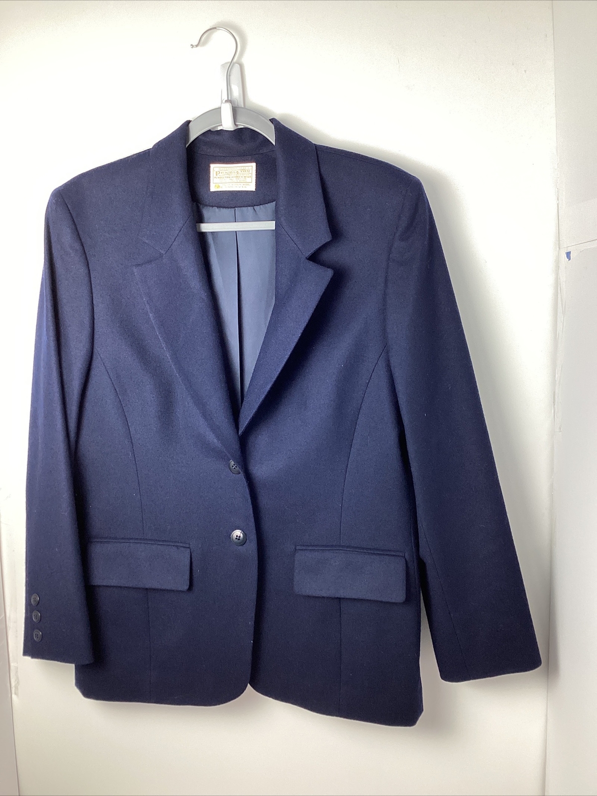 Pendleton 70s VINTAGE 100% VIRGIN WOOL NAVY BLUE BLAZER SZ 8 2 Button 2 Pockets