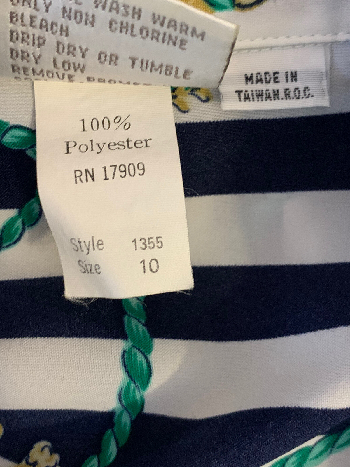 Vintage Pykettes Sz 10/M Women’s Stripe Chain Rope Scroll Blouse Nautical