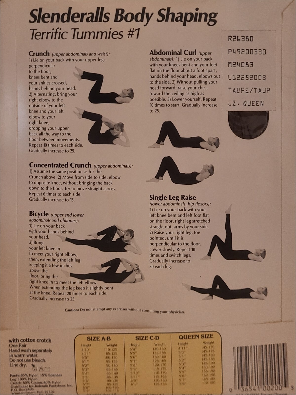 Vintage 1980 Slenderalls Underalls Pantyhose Sandalfoot Taupe sz Queen No. 330X