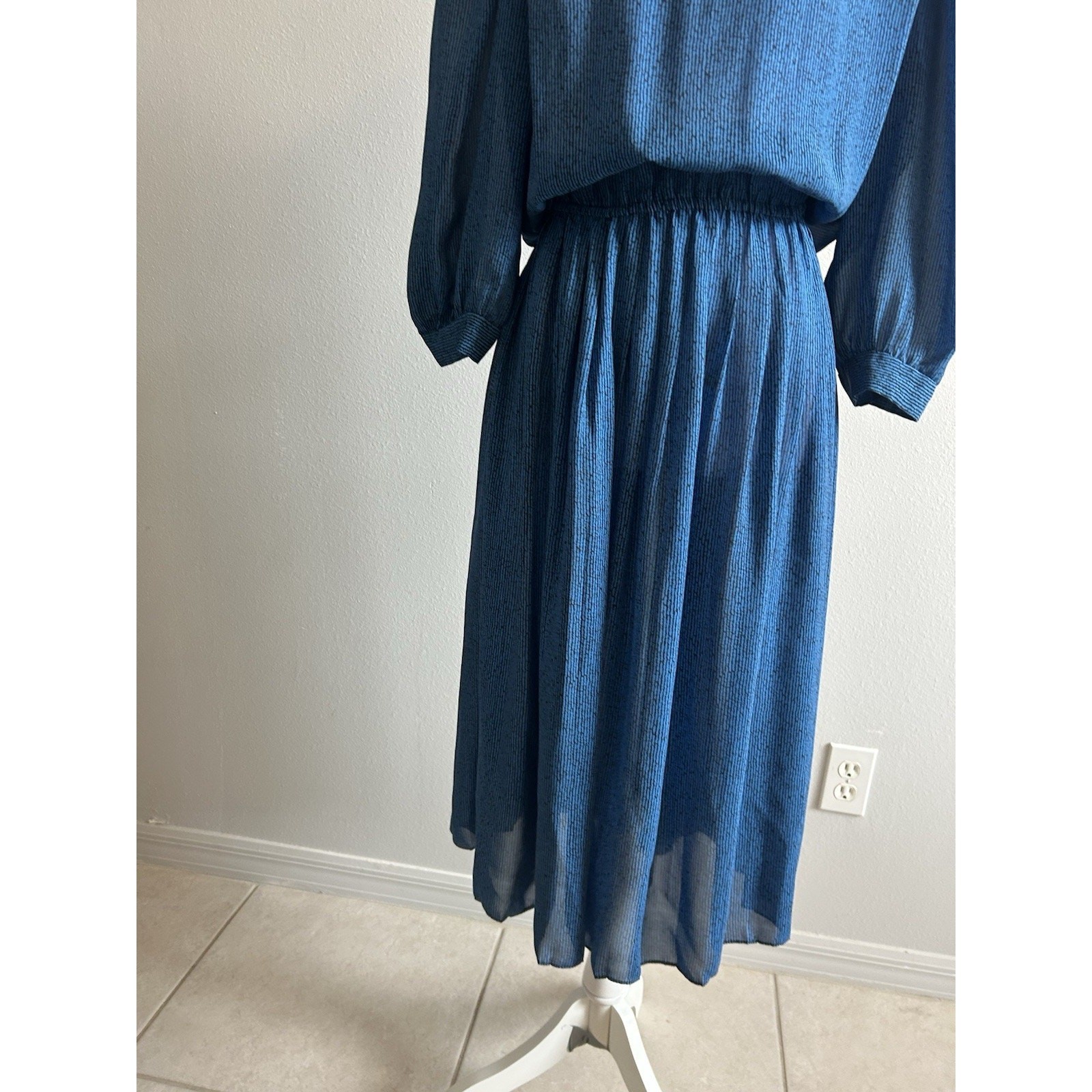 vtg 80S Alexis DRESS TEACHER SECETARY CAREER COSTUME STRIPED COTTAGE PRAIRE