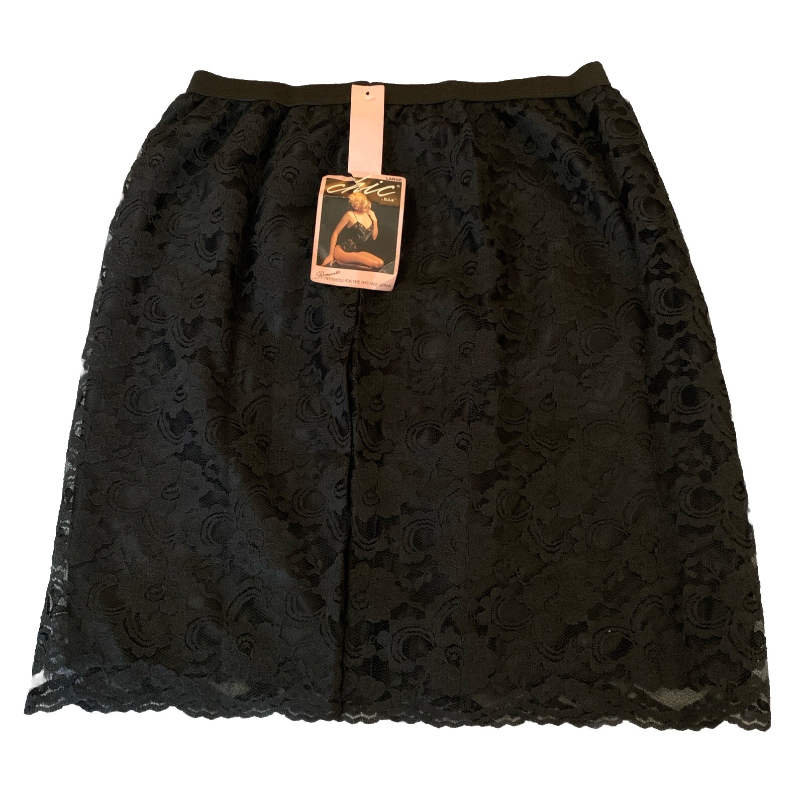 Vintage Chic Lingerie Lace Skirt Size Large NWT USA Black