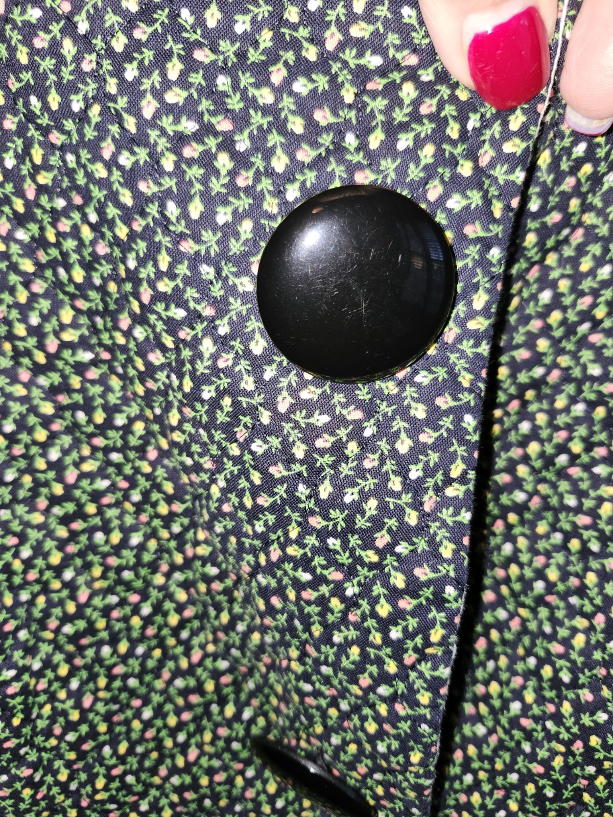 VINTAGE HAND/HOME MADE HOUSECOAT/ROBE QUILTED GRANNIE CORE/AMISH GREEN SZ. S/M