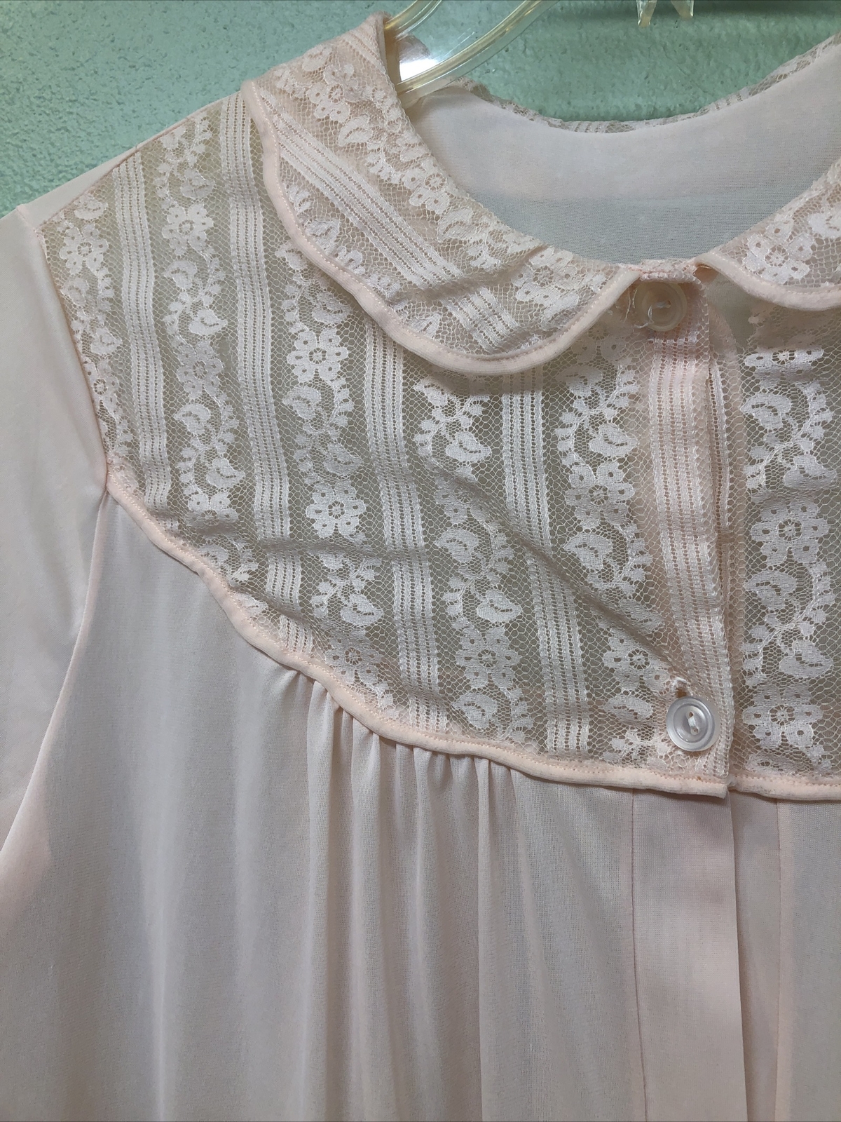 Luxite Kayser Vintage Soft Pink Home Robe Sz L Front Buttons Grandma Core PO