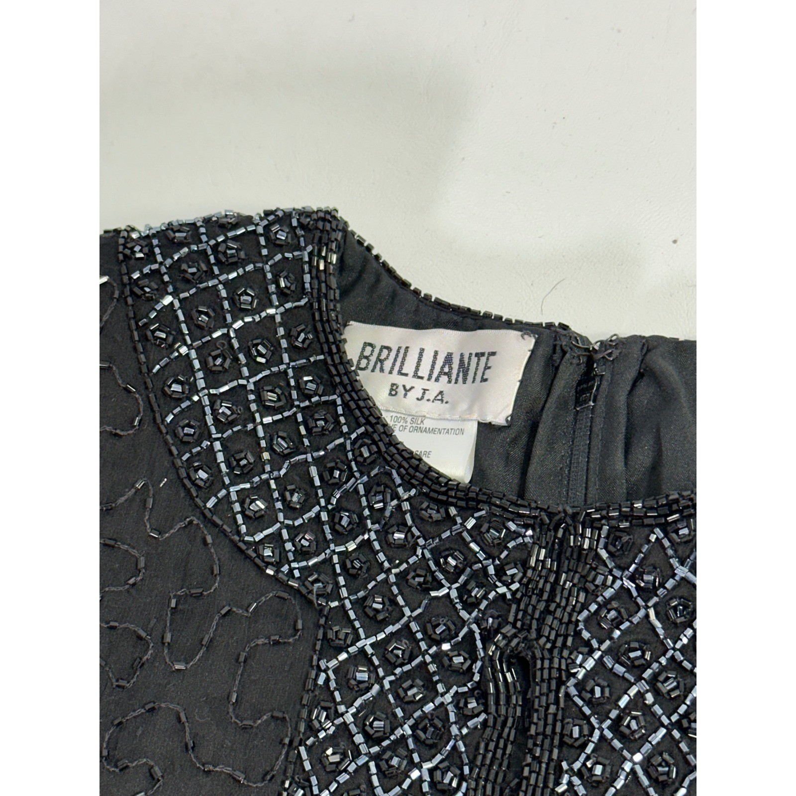 Brilliante by JA Black 100% Silk Beaded Maxi Dress Vintage 90s Formal Gown Sz M