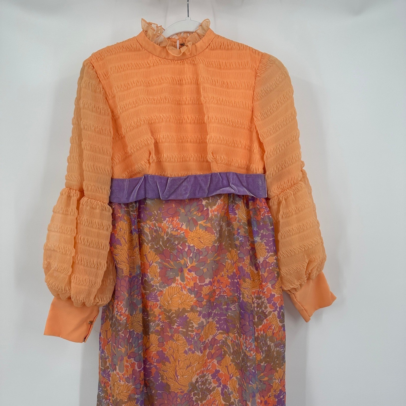 Womens Vintage 70s Boho Party Maxi Dress Size 10 Cottagecore Chiffon Union Made