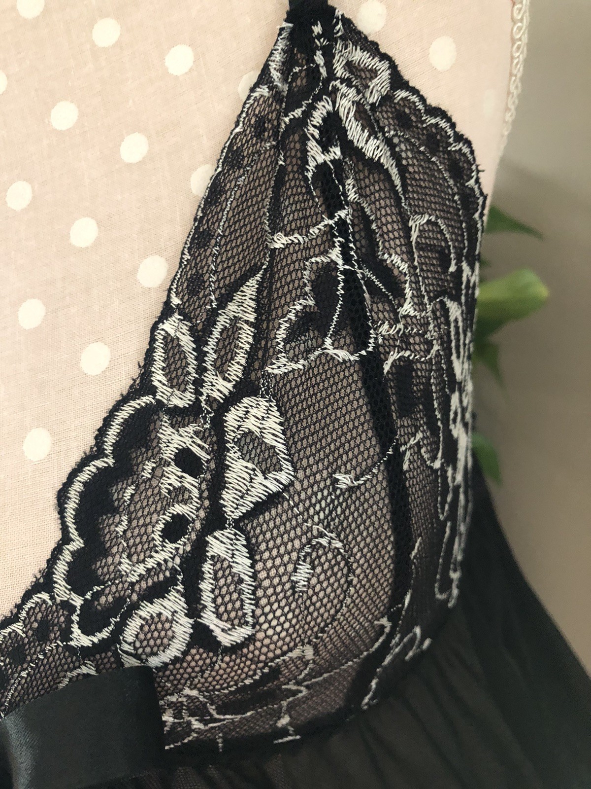 Black Babydoll Nightie Nightgown Sexy Full Sweep Skirt W/Silver Accents Size 3XL