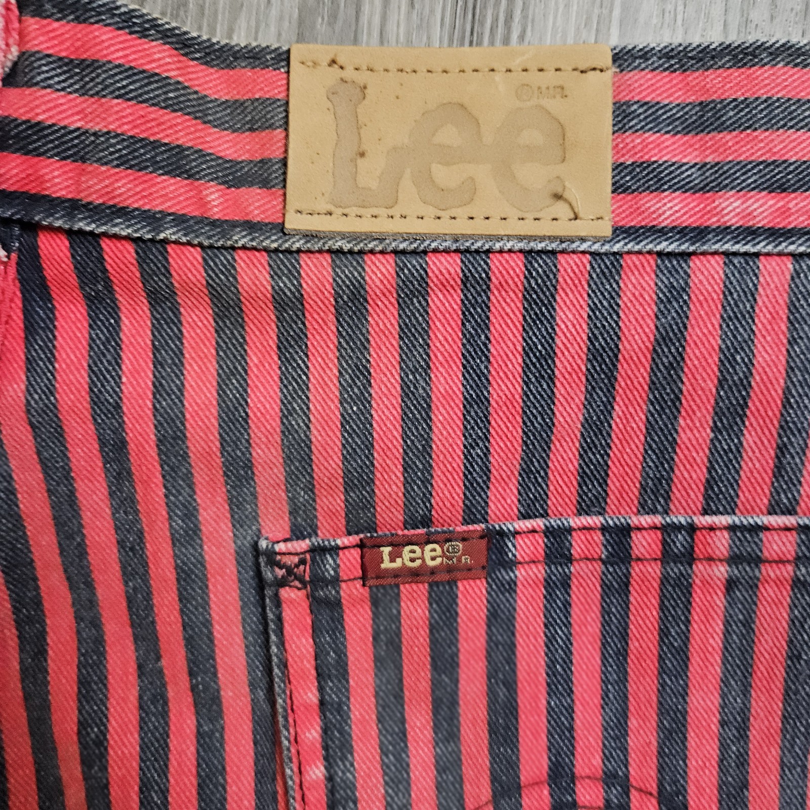 NOS 80s/90s Lee Red&Black Hickory Railroad Striped Women’s Jeans 32×27.5 VTG
