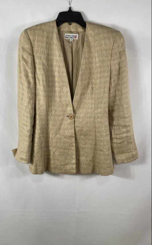 Vintage 90s Giorgio Armani Le Collezioni Women’s Gold Linen Blazer Jacket Sz 4