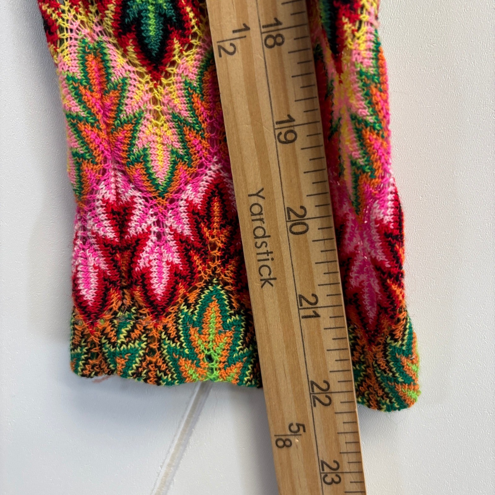 VTG Women 70s Festival Retro Mesh Semi Sheer Top Size S Boho Psychedelic Groovy