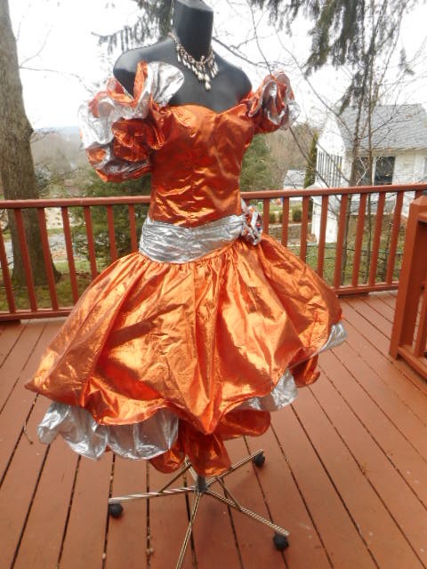 VINTAGE 1980s 80s prom dress TOTAL WILD CHILD METALLIC S rare piece