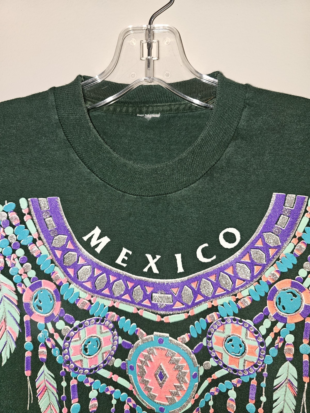 Vintage Mexico Xl Womens Green Graphic Logo Short Sleeve Single Stitch Tee