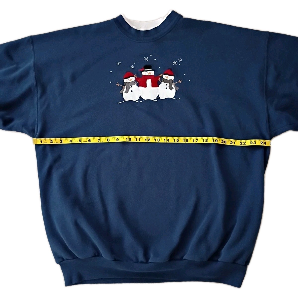 Vintage Top Stitch Blue XXL Tall Sweatshirt Fleece Embroidered Snowman USA 90s