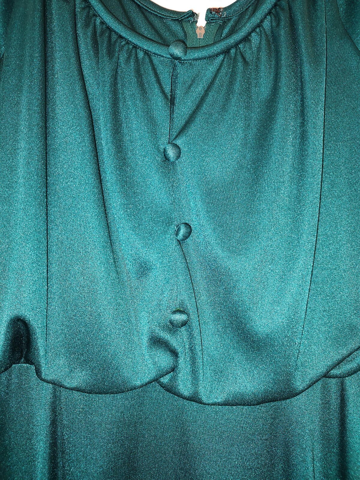 Vintage 1970’s Junior’s Green Dress With Braided Belt and Open Sleeves