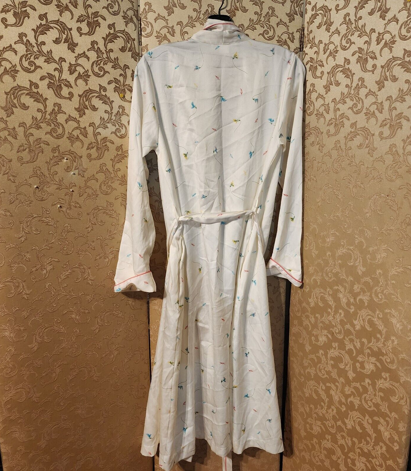 Georgette Trabolsi Vintage Ivory Multi-Color Floral Nightgown + Robe Size M