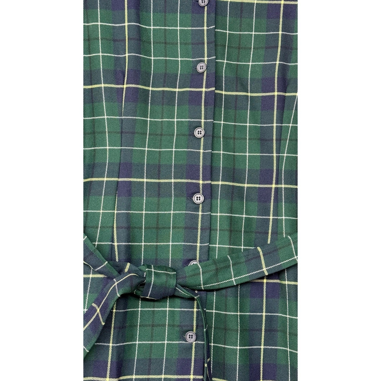 Pendleton 100% Virgin Wool Plaid Belted Dress Size 12 Vintage Made In USA