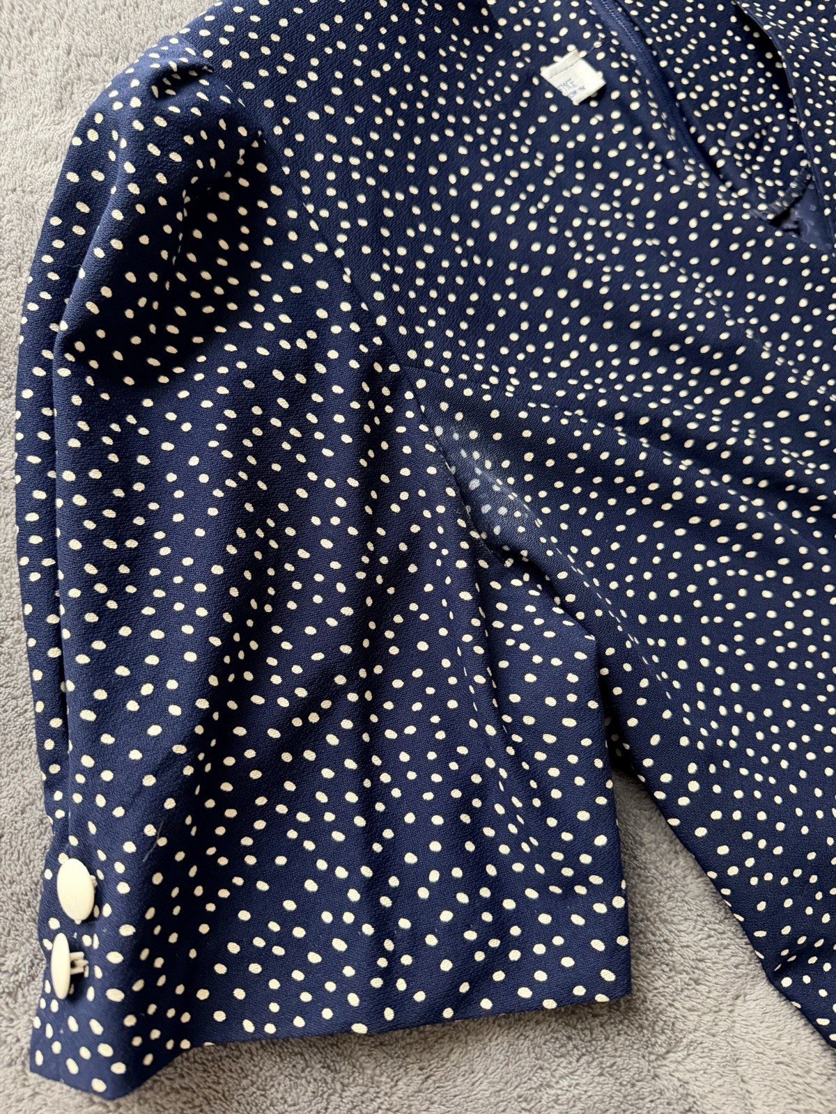 Vintage Maggie Lawerence 11/12 Navy Dot Drop-Waist Dress