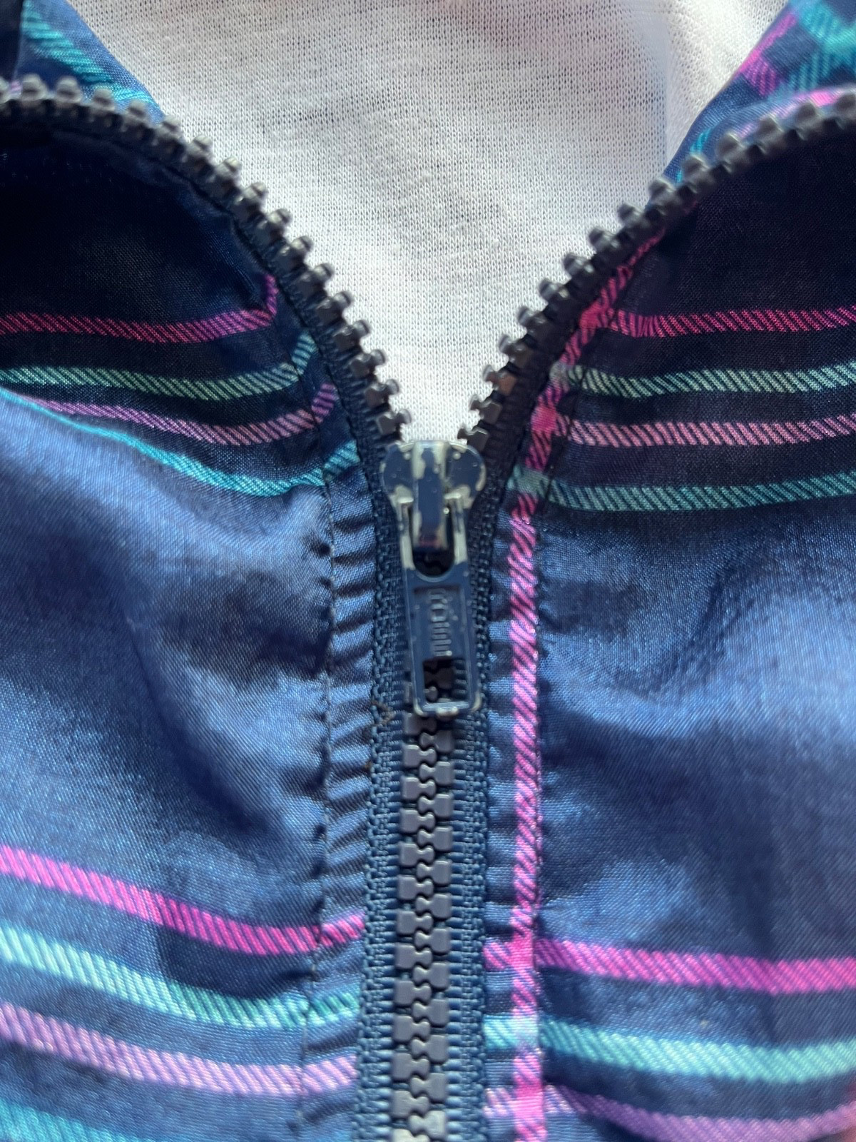 Vintage Pro Spirit Windbreaker Jacket Plaid sz M Navy 90’s Tracksuit Retro Nylon