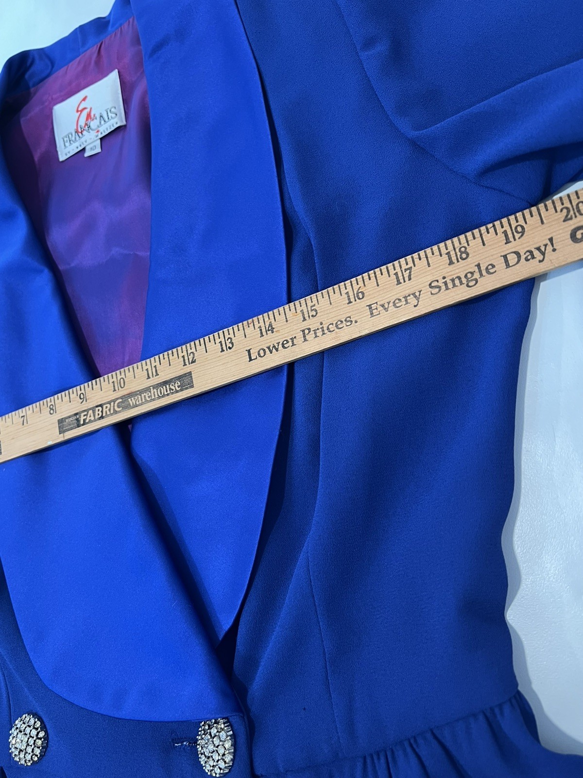 VTG En Francais by Huey Waltzer Dress Royal Blue Tuxedo Dress Cocktail Lined 10
