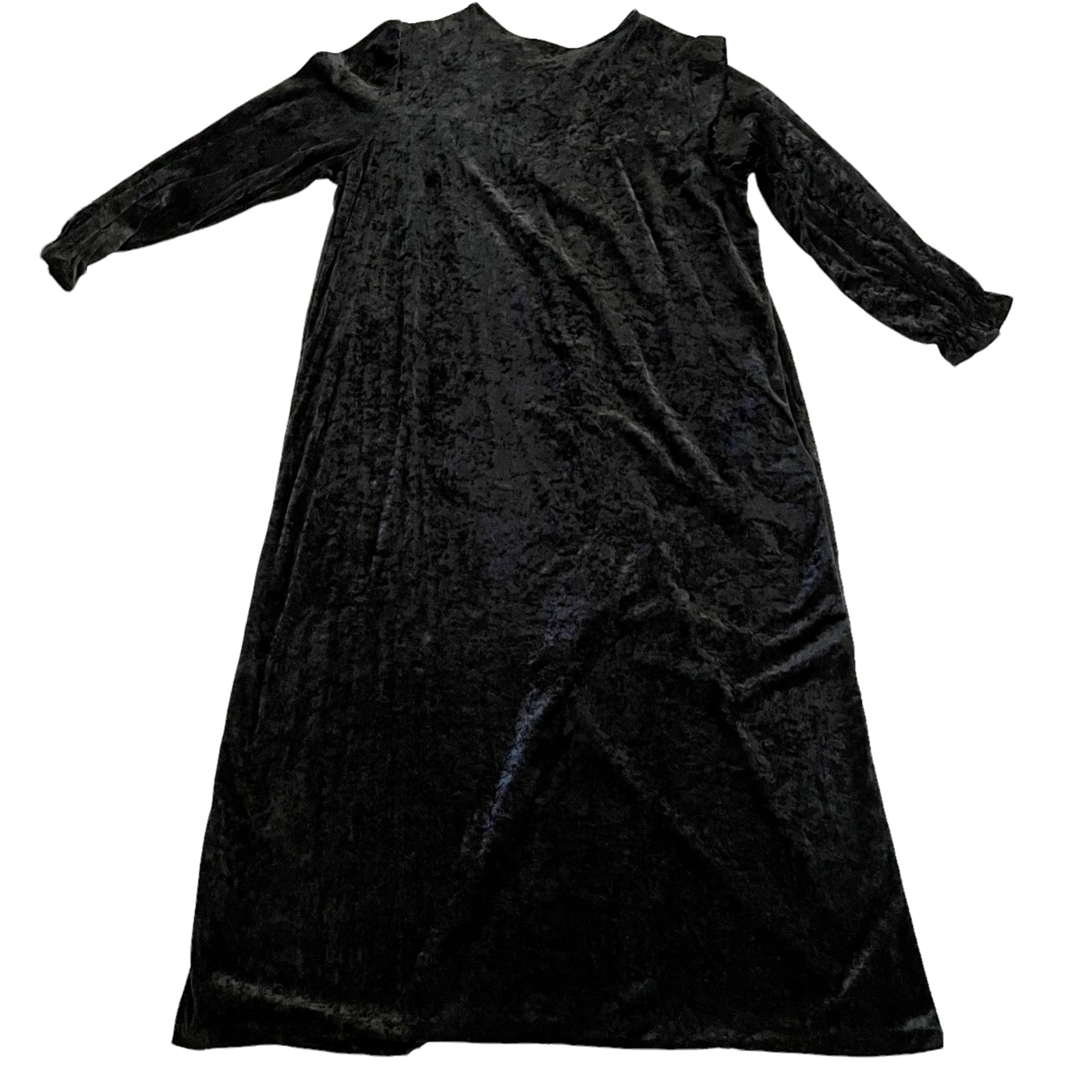Vtg Appel Robe House Coat Blk Crushed Velvet Zip Quilted Chest Gold Pockets Sz L