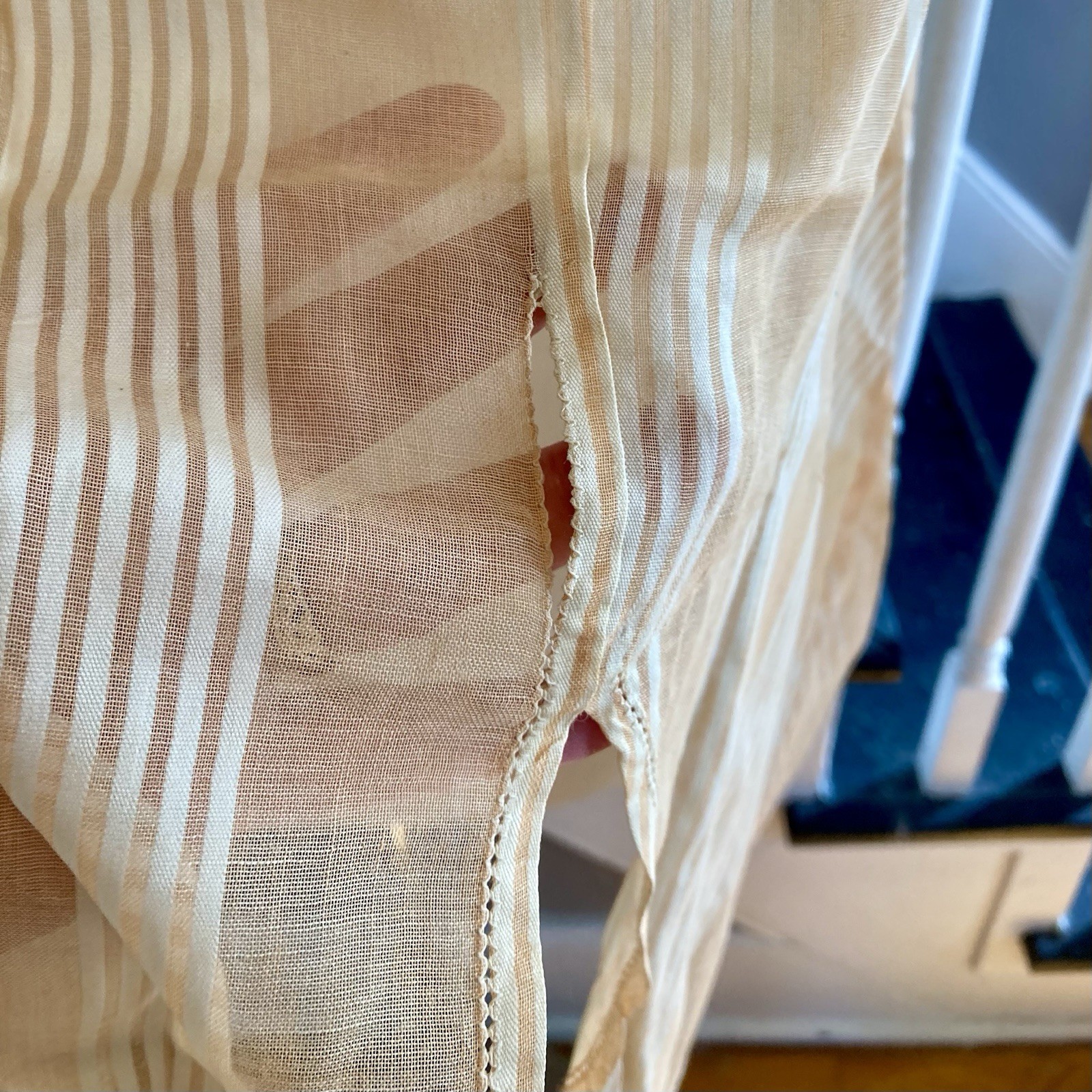 1910s 1920s Edwardian Flapper Peach Pastel Tunic Shadow Stripe Blouse Top Summer
