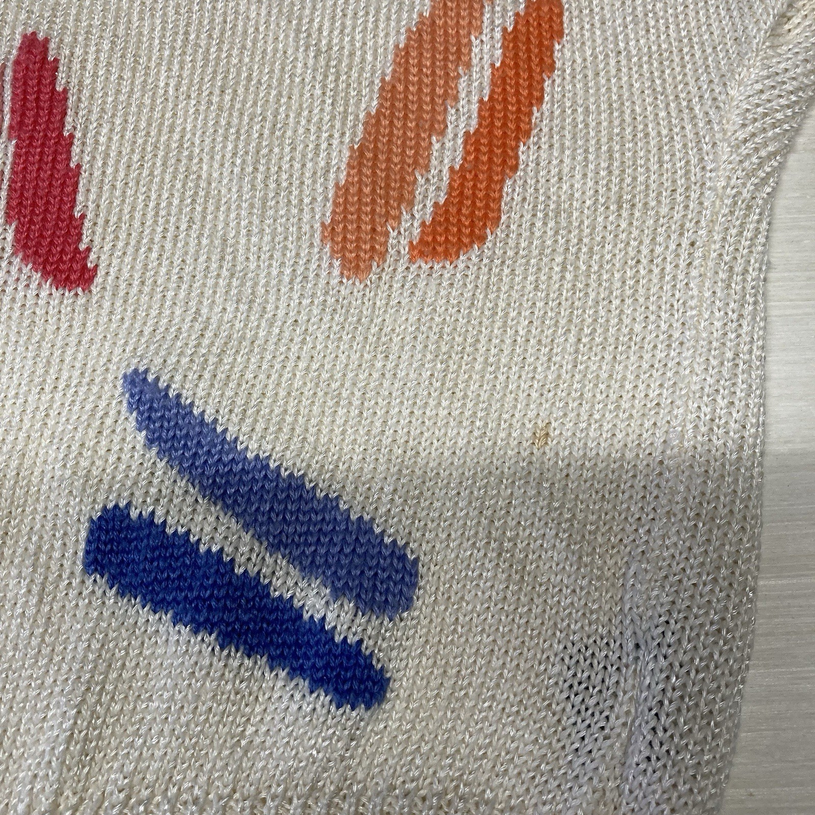 Stirling Cooper Vintage 80’s Cream Multi Color Sleeveless Sweater Women’s Small