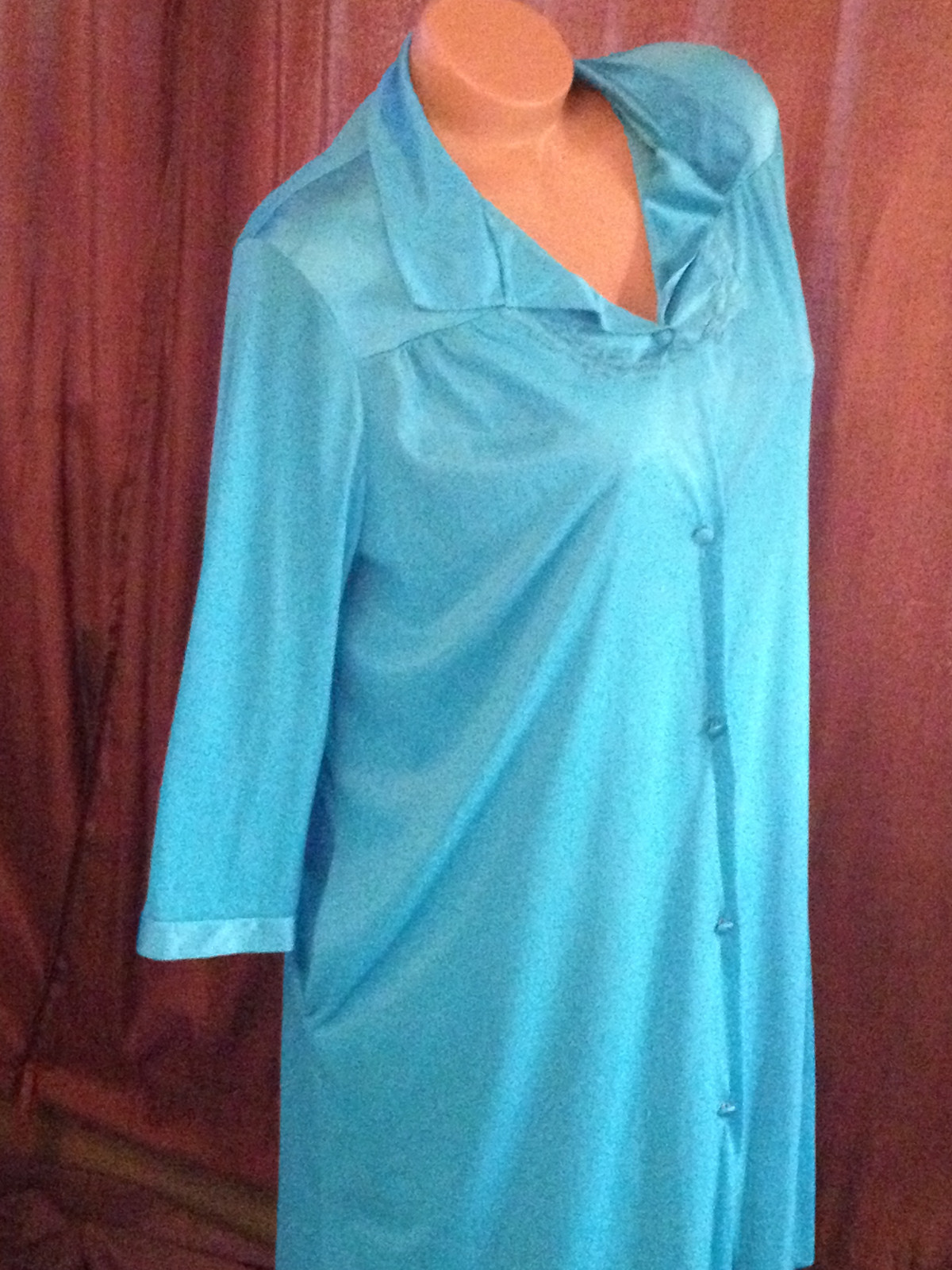 VTG VANITY FAIR ROBE & GOWN NYLON Chiffon RETRO BluePeignoir Sissy Négligée L68