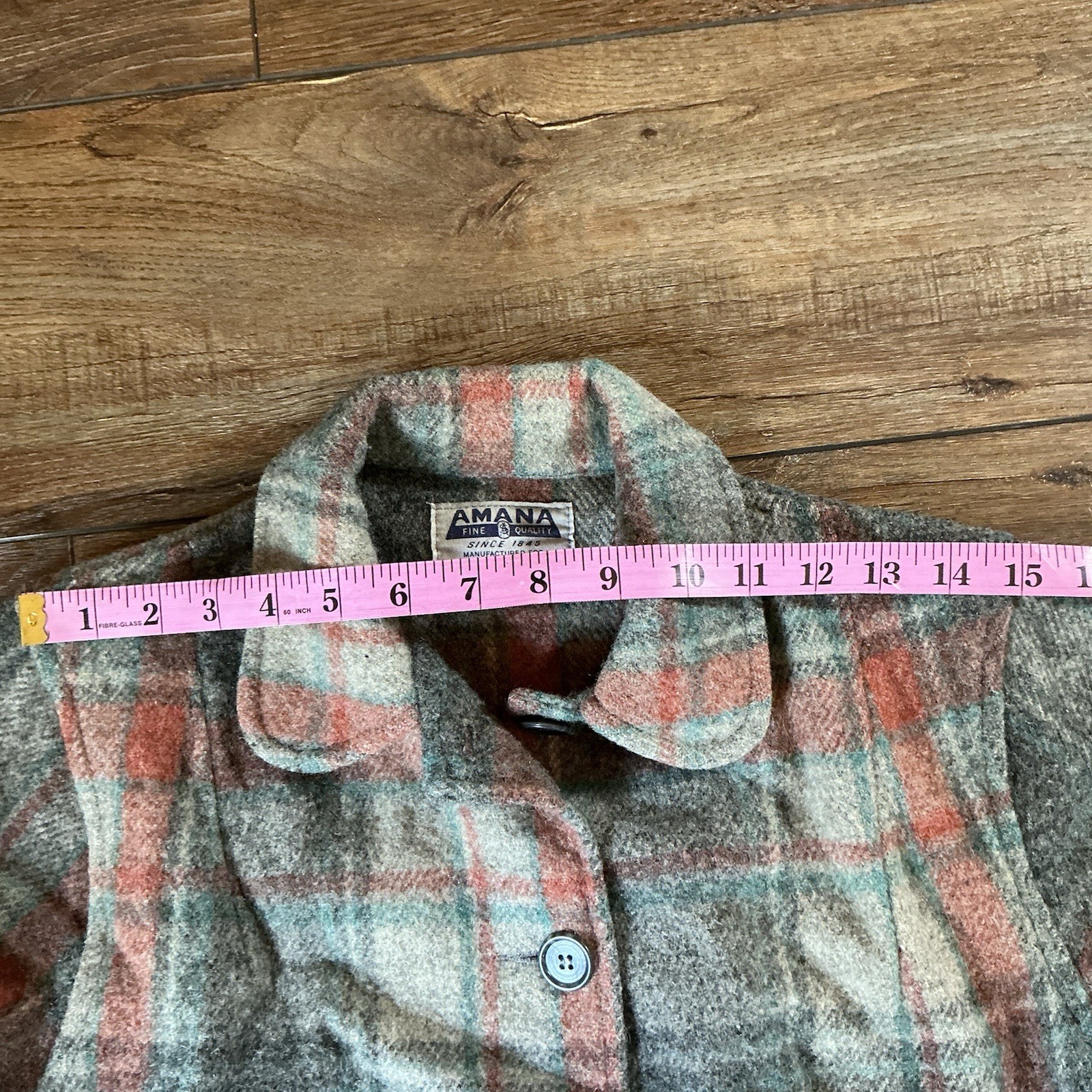 VINTAGE Amana Woolen Mill Wool Plaid Jacket Size Small Since 1845 Iowa USA #286
