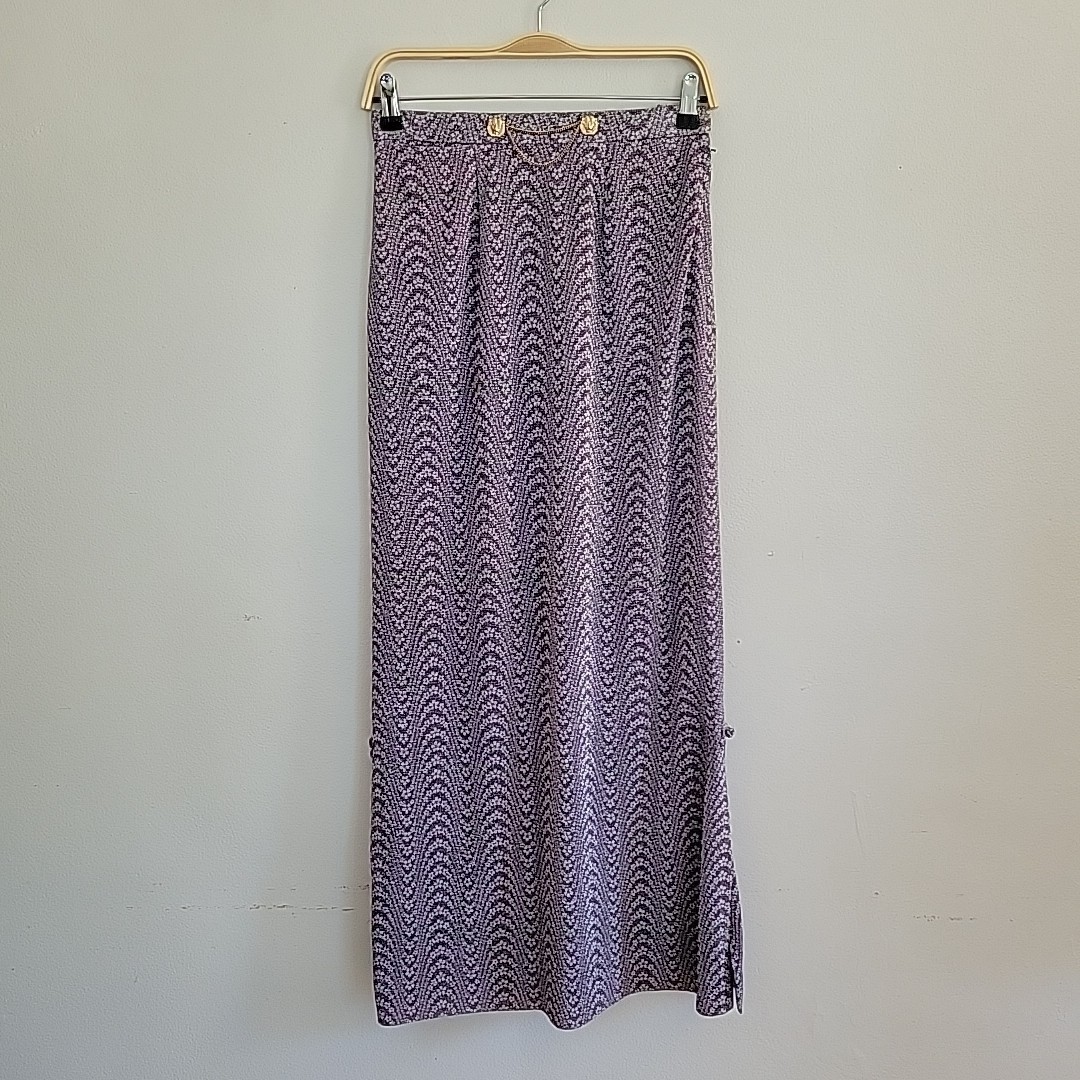Vintage Handmade Maxi Skirt Size Small Purple Silver Metallic Glam Party Retro