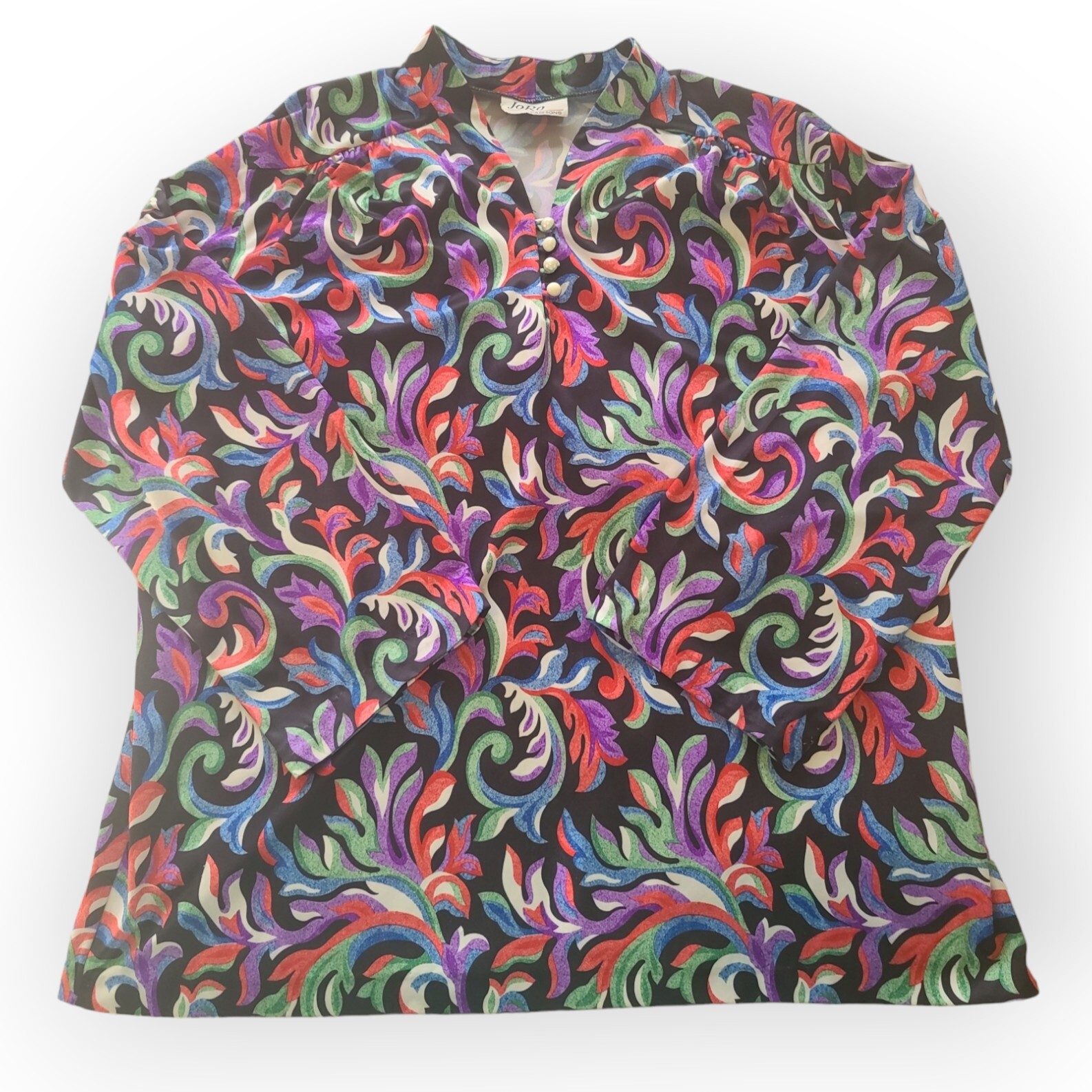 JoRo Vintage Retro 80s Women’s Paisley Short Sleeve Blouse Cottagecore XL