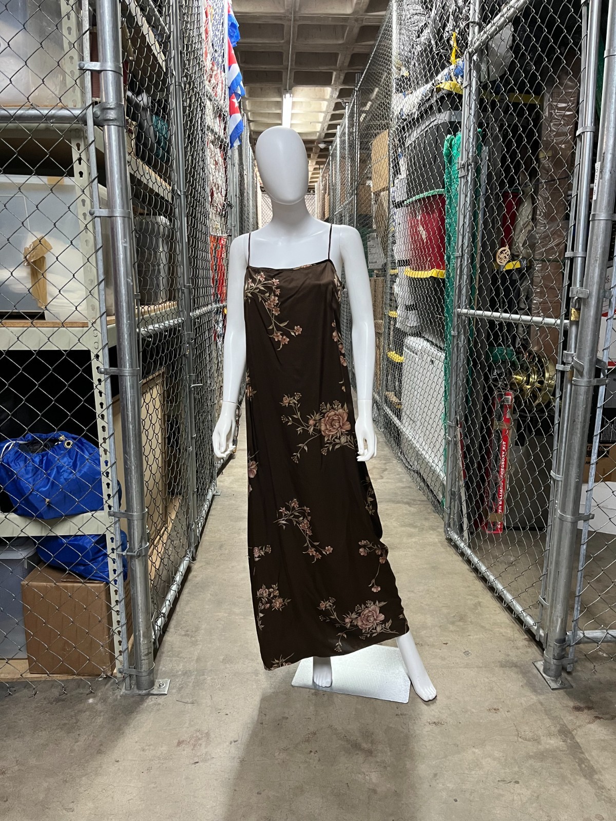 Vintage 1990’s Chocolate Brown Floral Print Silk Slip Dress by Emanuel Ungaro