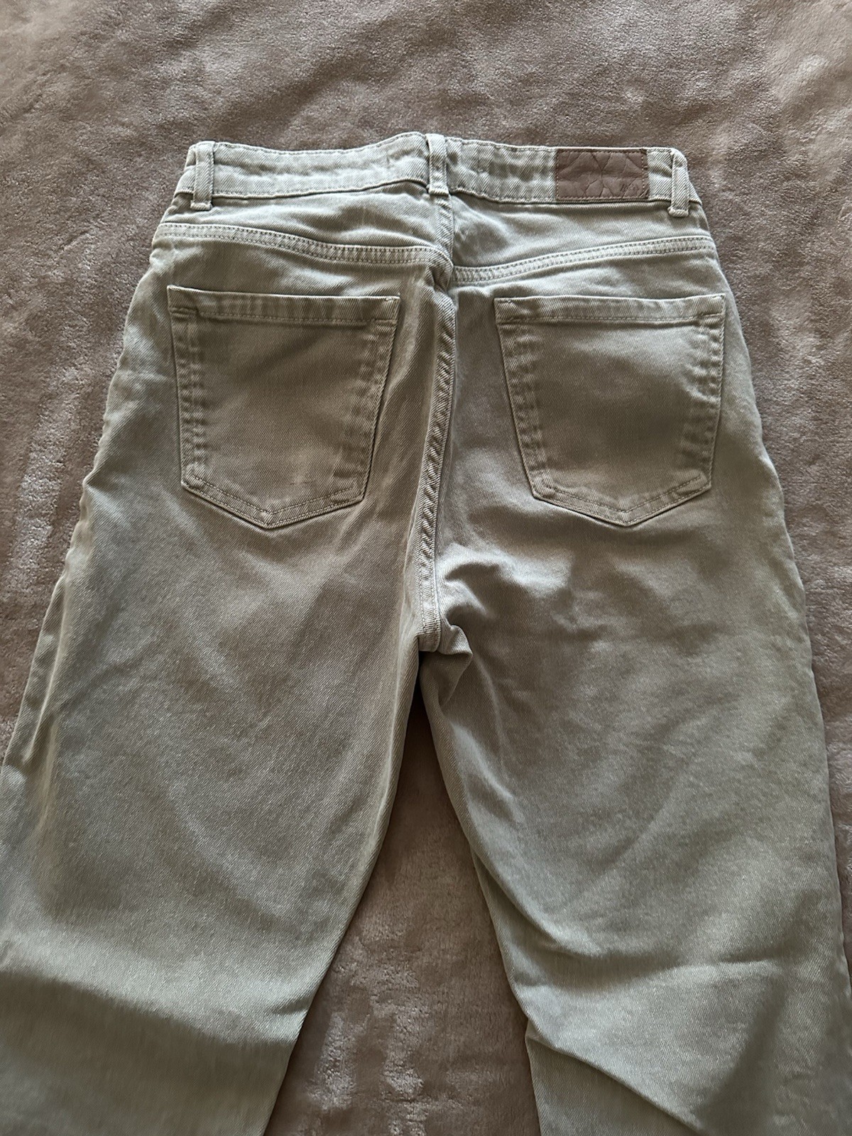 ZARA High-Waisted Straight Leg Jeans Beige Taupe Size US 2 EUR 34