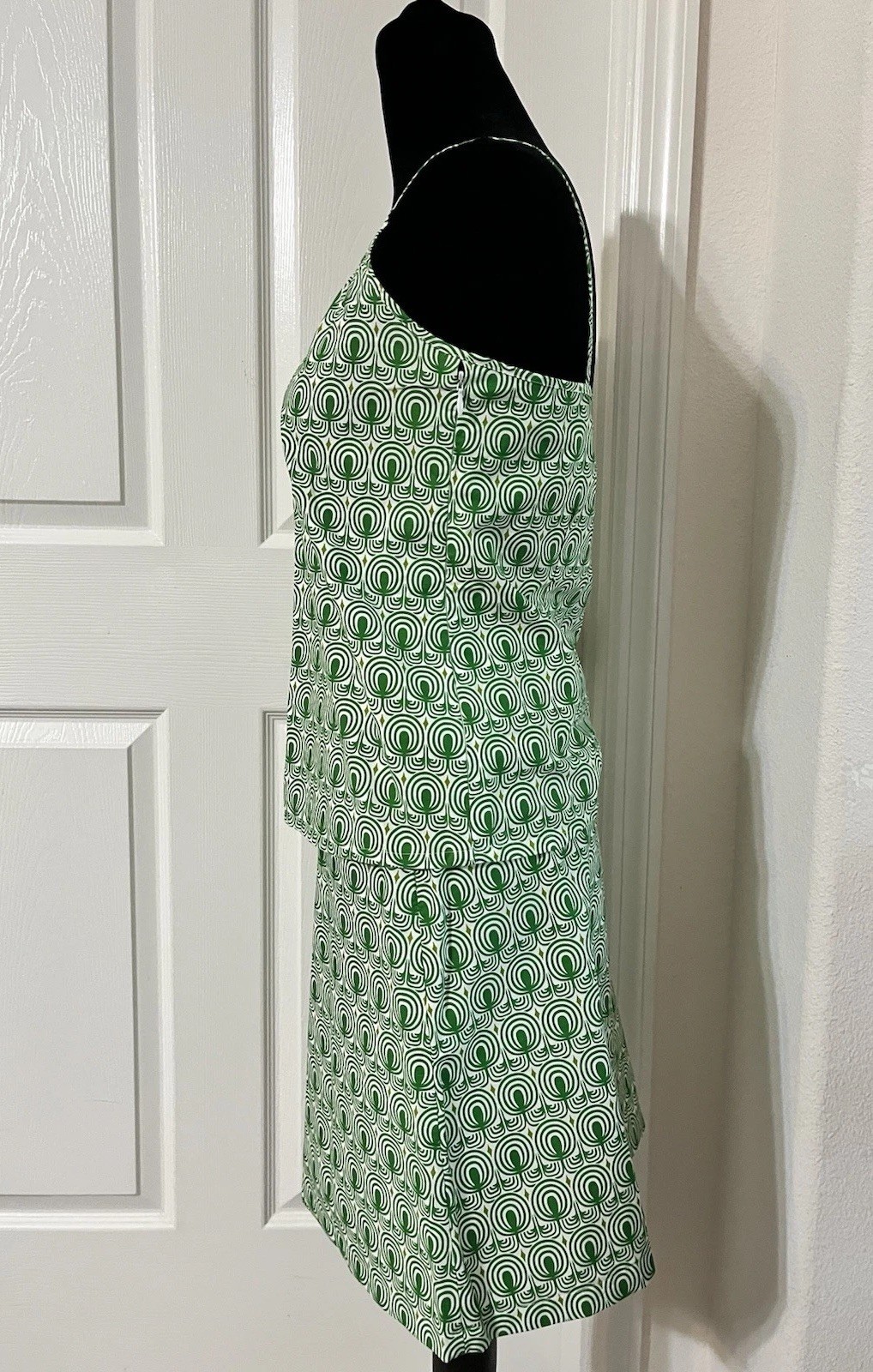 Vintage CH. IND. Green Top & Skirt Set, Cotton, Made In France, Size 36