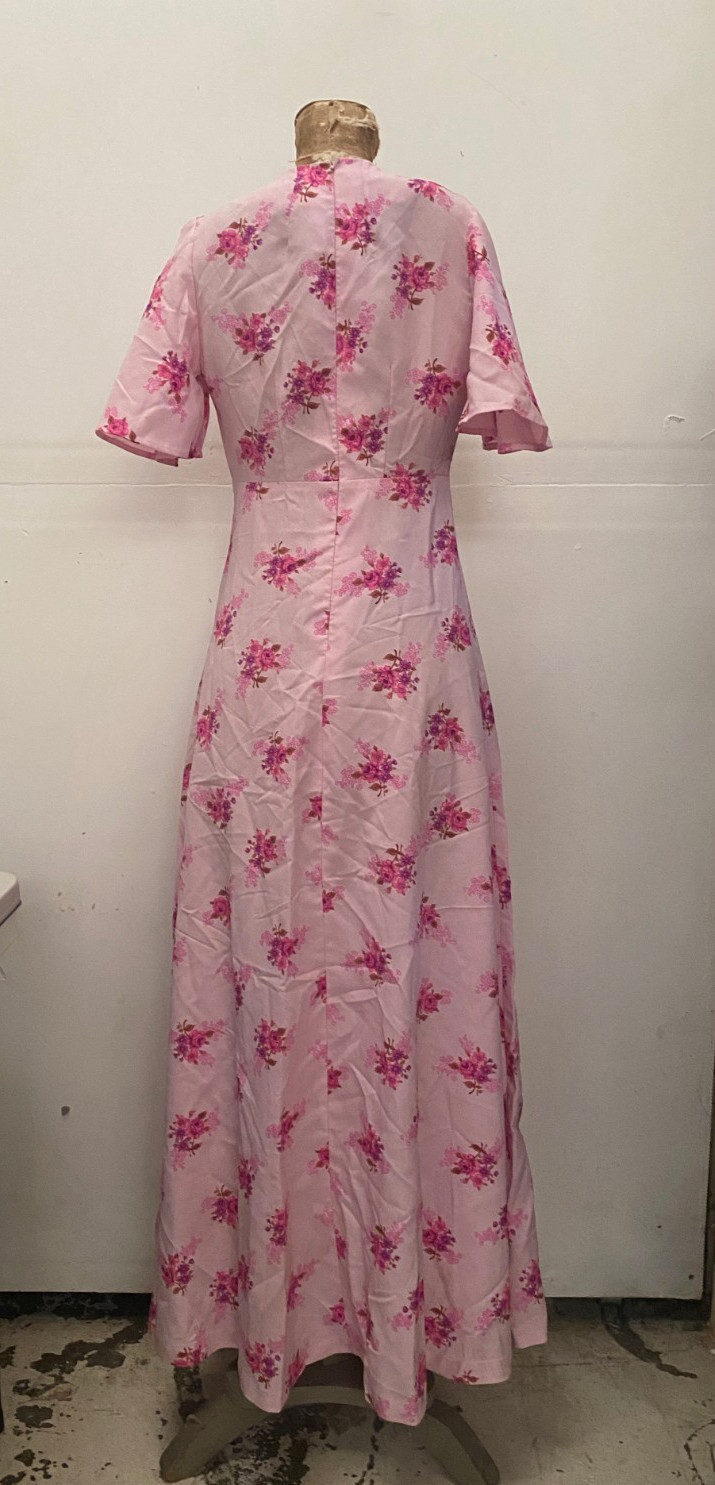 Vintage 1970s Pink Floral Print Dress Handmade Australian Size 10 some marks