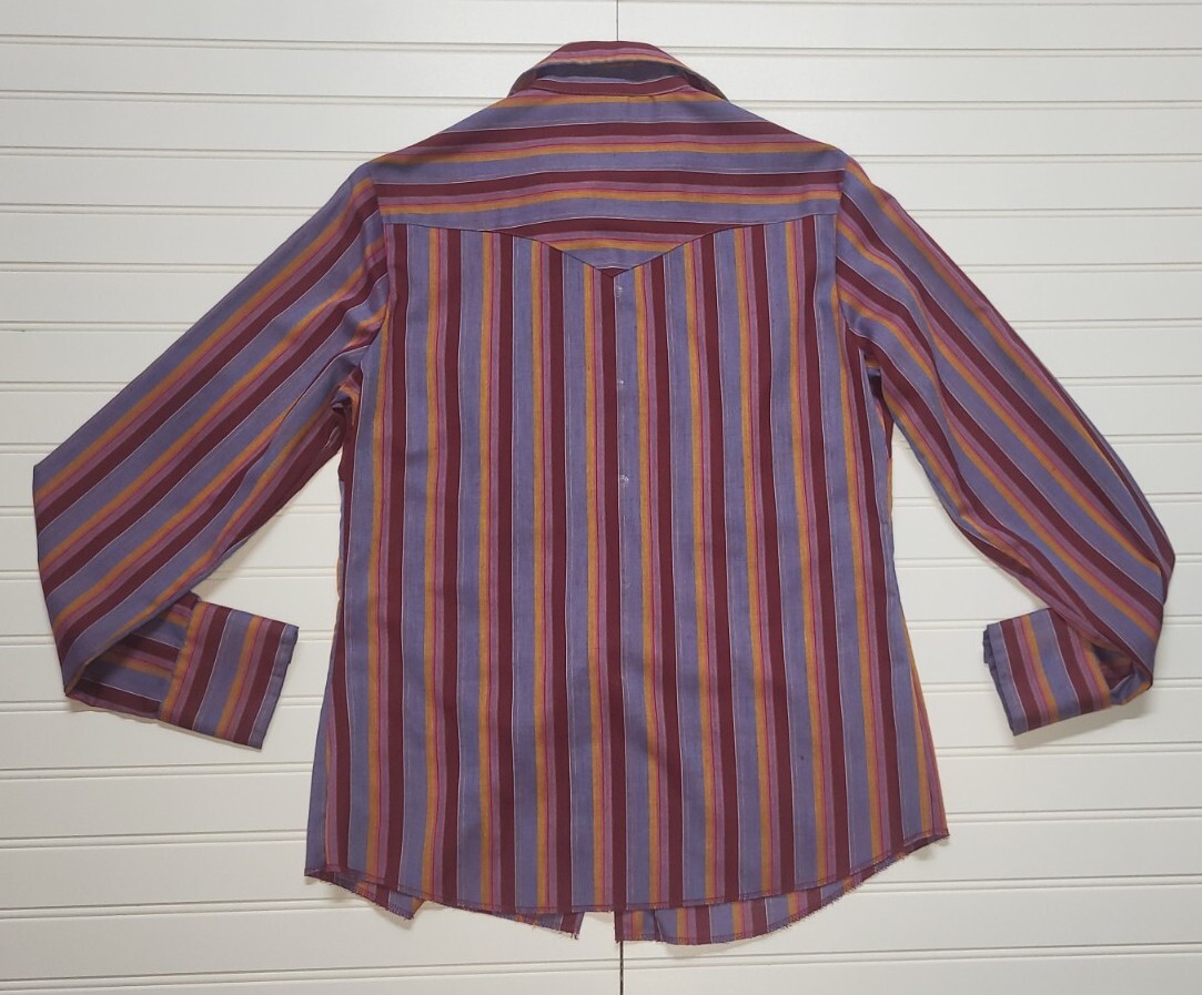 VTG 1970s H Bar C California Ranchwear Cowboy Shirt Womens Size 38 Purple Orange