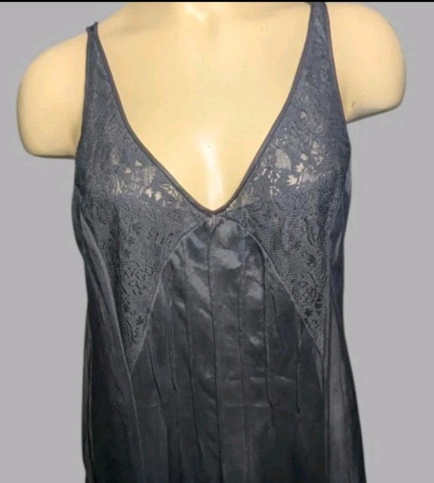 VTG 1950s Vassarette Maxi Slip Dress Nightgownown Layered Chiffon Lace Black 36