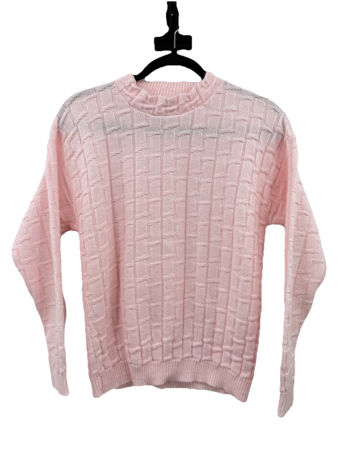 Vintage Pink Sweater 100% Acrylic Basket Knit Grannycore Cottagecore New Era
