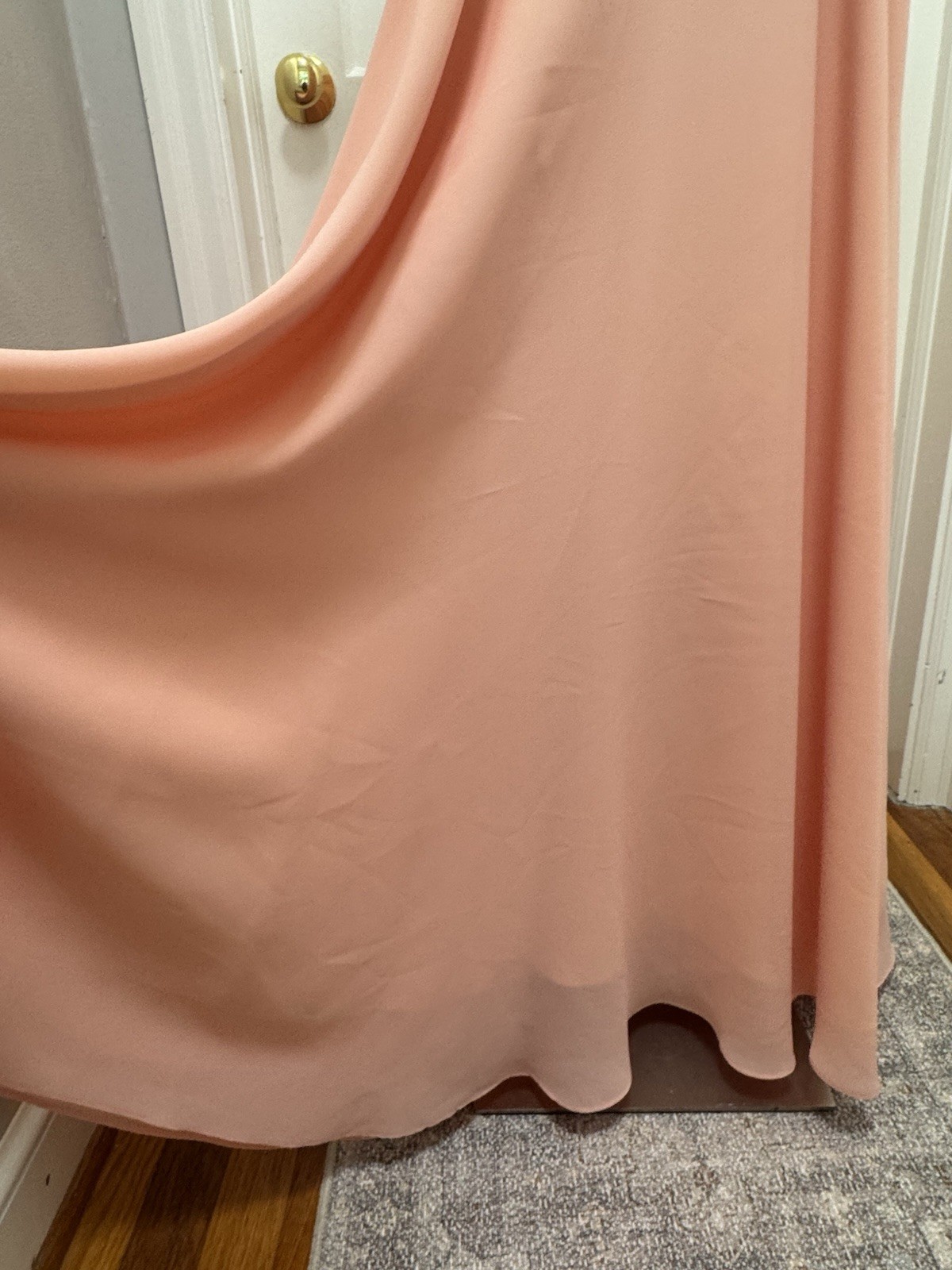 VTG 90s Faviana New York Halter Gown Peach Sequin Backless Maxi Dress Size 13/14